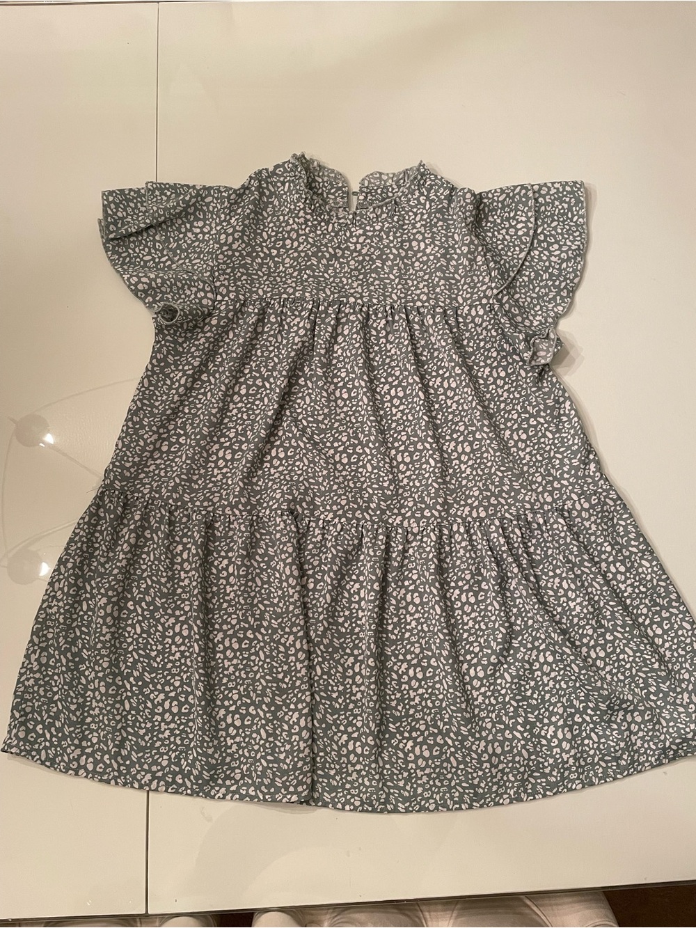 Women’s Green leopard Ruffle Sleeve Blouse